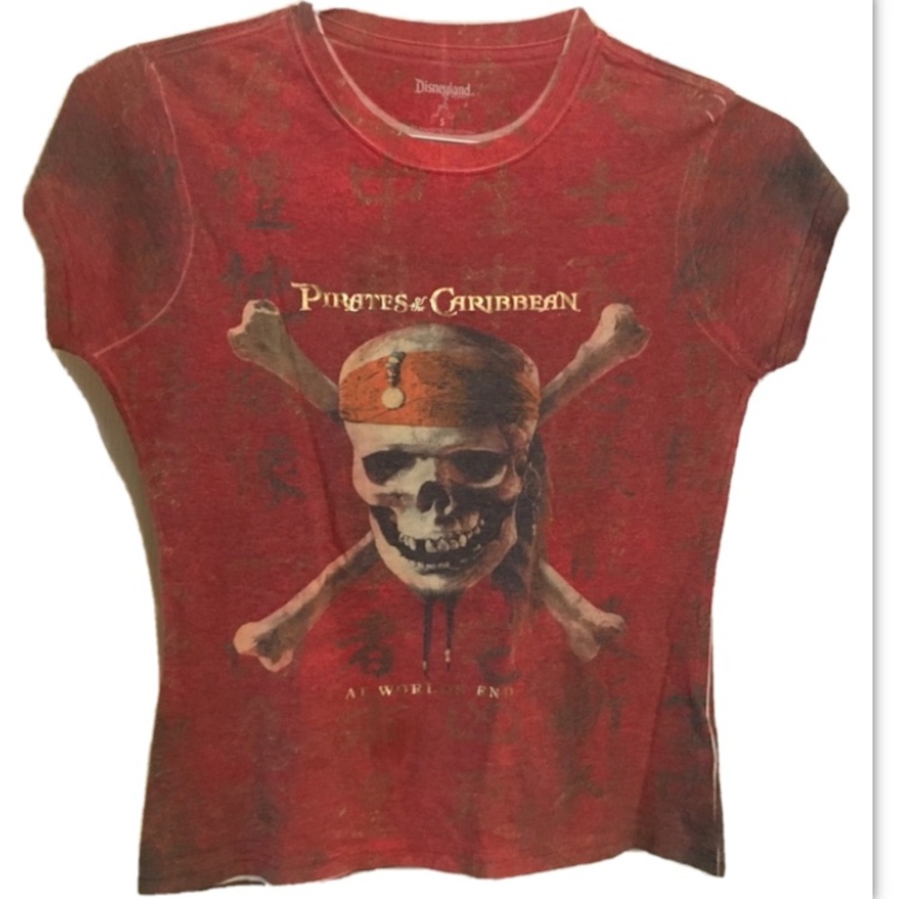 DISNEY Pirates of the Caribbean At World’s End red skull ship shirt S Disneyland